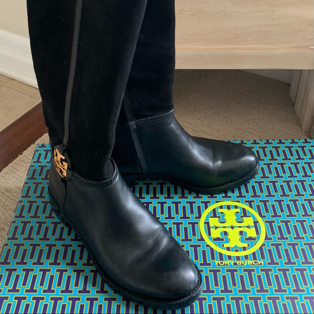 Tory Burch Miller Riding Boot 25MM Boot - Calf Leather and Natural Suede